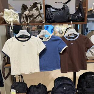 时尚 拼接色圆领百搭短袖 T恤CO2602ST79 女款 Covernat正品