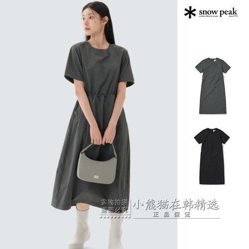Snowpeak雪峰正品春夏新款户外速干短袖抽绳收腰连衣裙S26MWLOP53