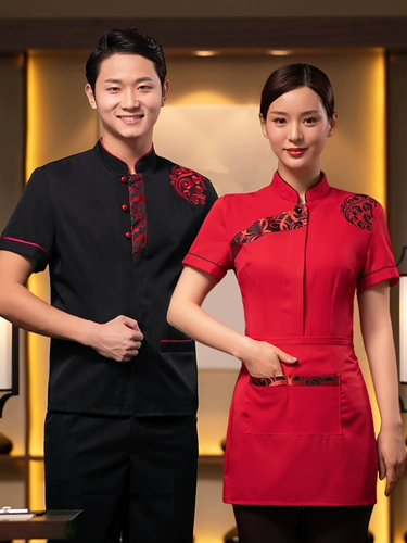 Китайский ресторан Hotpot Restaurant Office Short -Sleeved Ресторанная обеда для рабочей одежды перед мастерской, чтобы настроить летние мужчины