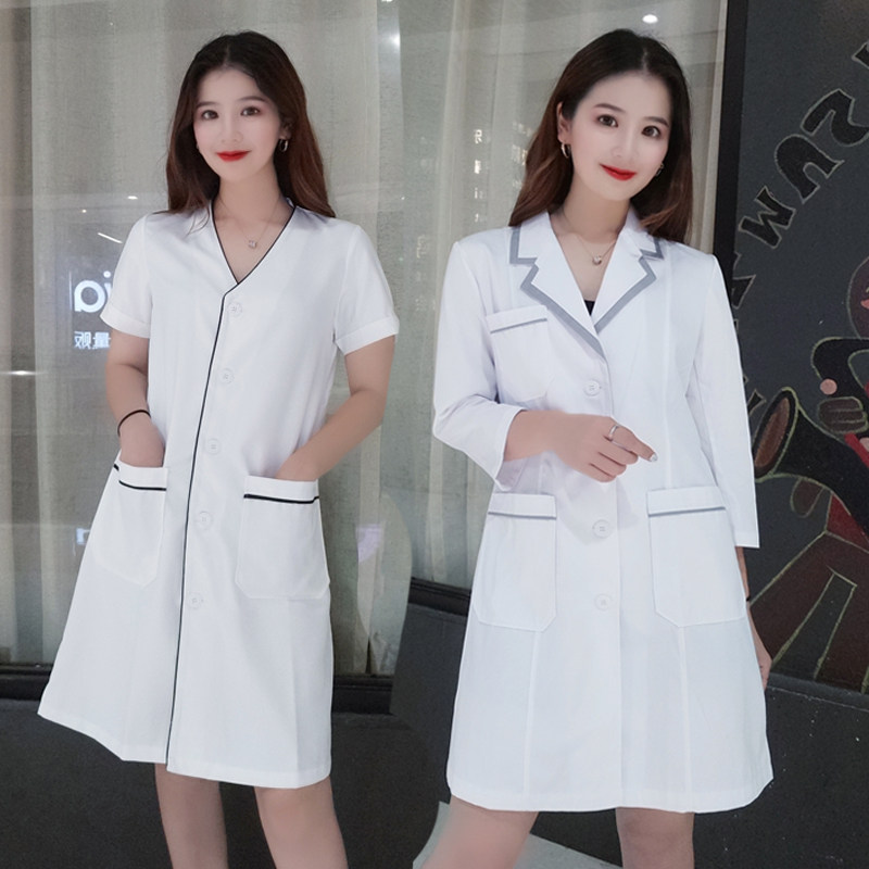 医美美容院白大褂工作服皮肤管理师美容师纹绣女夏装夏季薄款V领