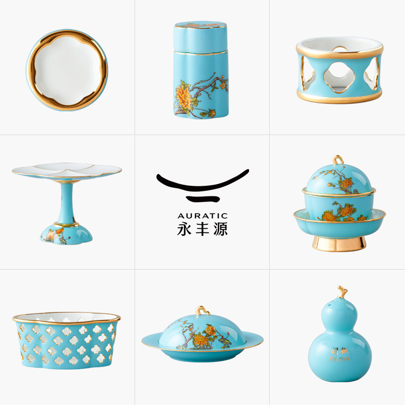 永丰源夫人瓷西湖蓝散件餐具