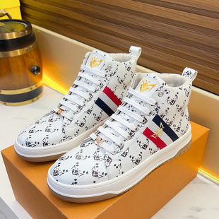 邦家尼欧洲站真皮高帮板鞋男鞋英伦潮牌牛皮嘻哈毛里加绒高邦短靴