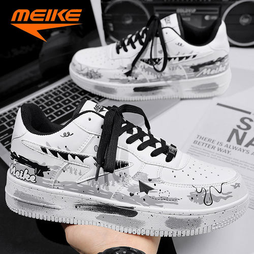 美克鞋子男款春季2026新款百搭爆款小白鞋休闲情侣涂鸦透气板鞋潮