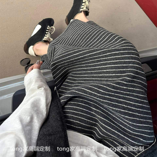 550克重冬日懒人裙 型休闲条纹撞色糯糯半身裙 加厚H版