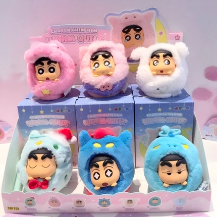 正版TOPTOY蜡笔小新温暖被窝系列搪胶毛绒挂饰盲盒周边礼物可爱