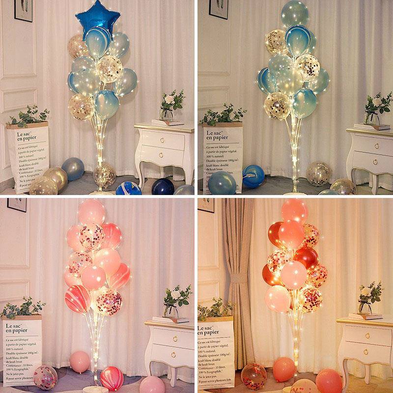 发光地飘立柱气球生日快乐装饰场景布置店铺开业气氛派对支架灯
