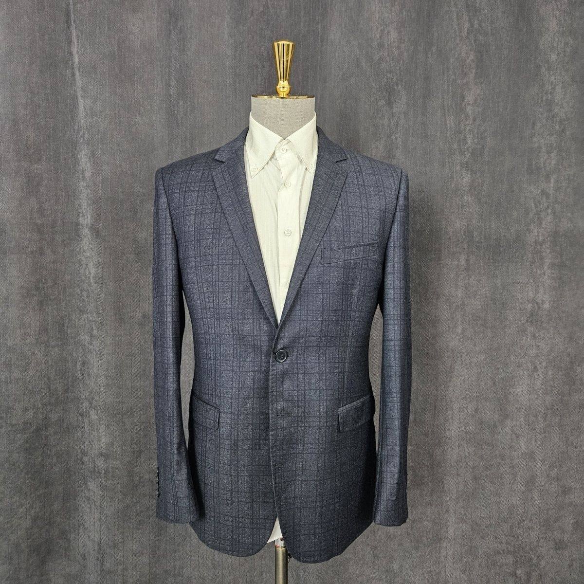175高135斤深色灰格子羊毛英伦风正品春秋男士商务休闲西装D060