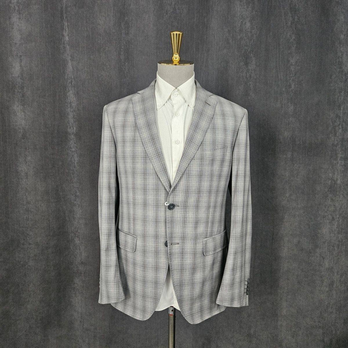 175高135斤卡丹家男士羊毛灰格通勤时尚潮流商务休闲外套D084