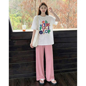 夏季 短袖 新款 减龄印花纯棉T恤宽松中长款 上衣百搭 外穿薄款 孕妇装