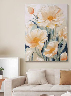 SYMT.ART手绘油画《永不凋零Ⅱ》奶油风客厅装饰画玄关抽象肌理画