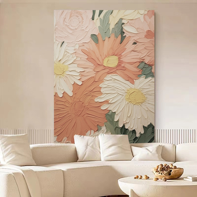SYMT.ART手绘油画《花开无尽—2》奶油风客厅肌理挂画玄关餐厅装