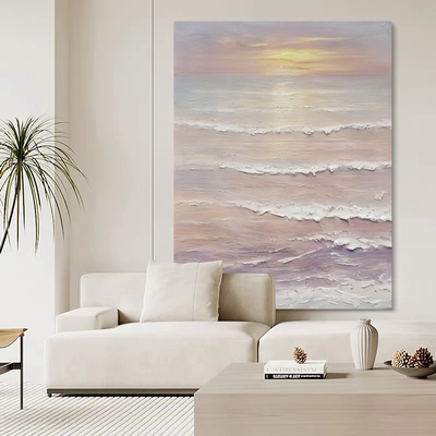 SYMT.ART手绘油画《梦幻日落》客厅背景墙肌理装饰画玄关抽象挂画