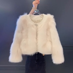 仿狐狸毛环保毛皮草外套女冬季短款纯色高端气质名媛年轻款百搭上