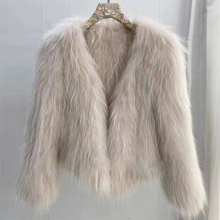 海宁桐乡仿狐狸毛皮草外套女厚款 高档毛绒小香风上衣 秋冬2025新款
