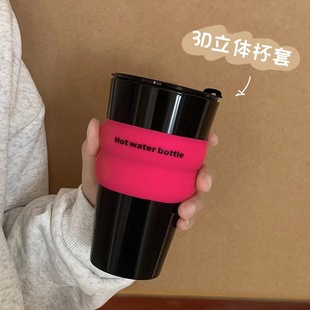 水杯女高颜值杯子带盖吸管杯耐高温家用 玻璃杯感轻奢2024新款