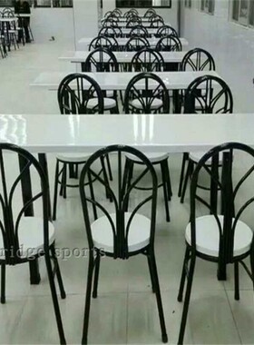 公共长方形一桌六椅分开学校食堂餐桌餐台椅铁艺孔雀靠背学生饭桌