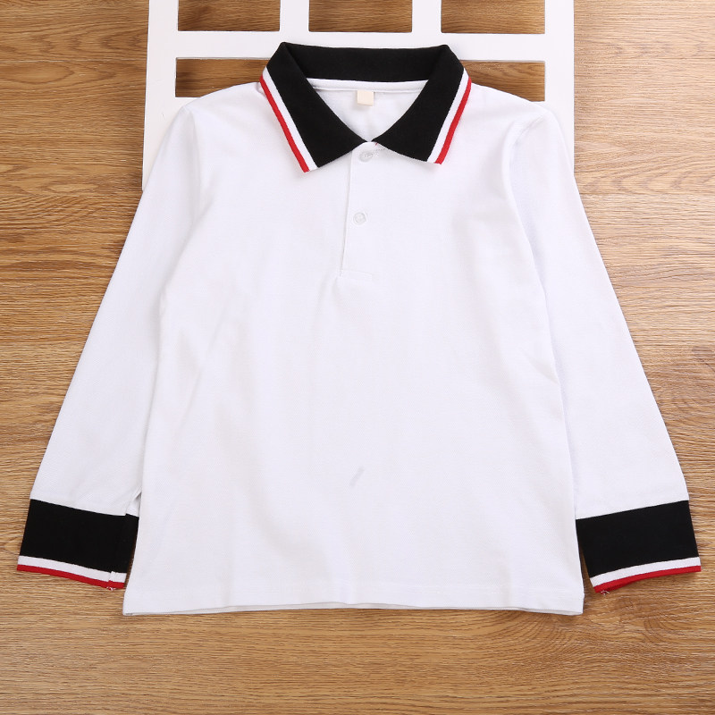 儿童T恤校服春秋装长袖POLO衫男童女童中大小学生纯棉打底园班服