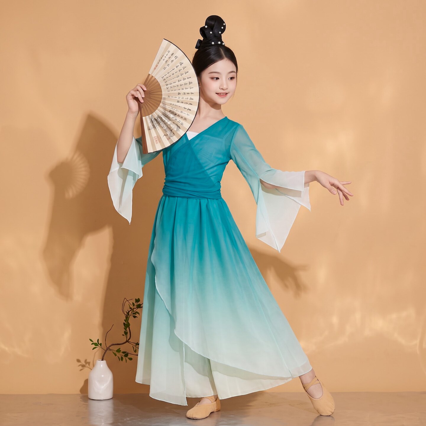 醉清波儿童古典舞表演服练功服淡妆浓抹总相宜舞蹈演出服身韵纱衣图片