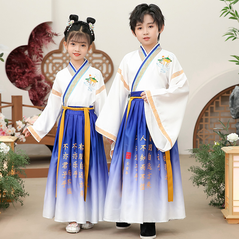 那是儿童国学汉服男童女童演出服图片