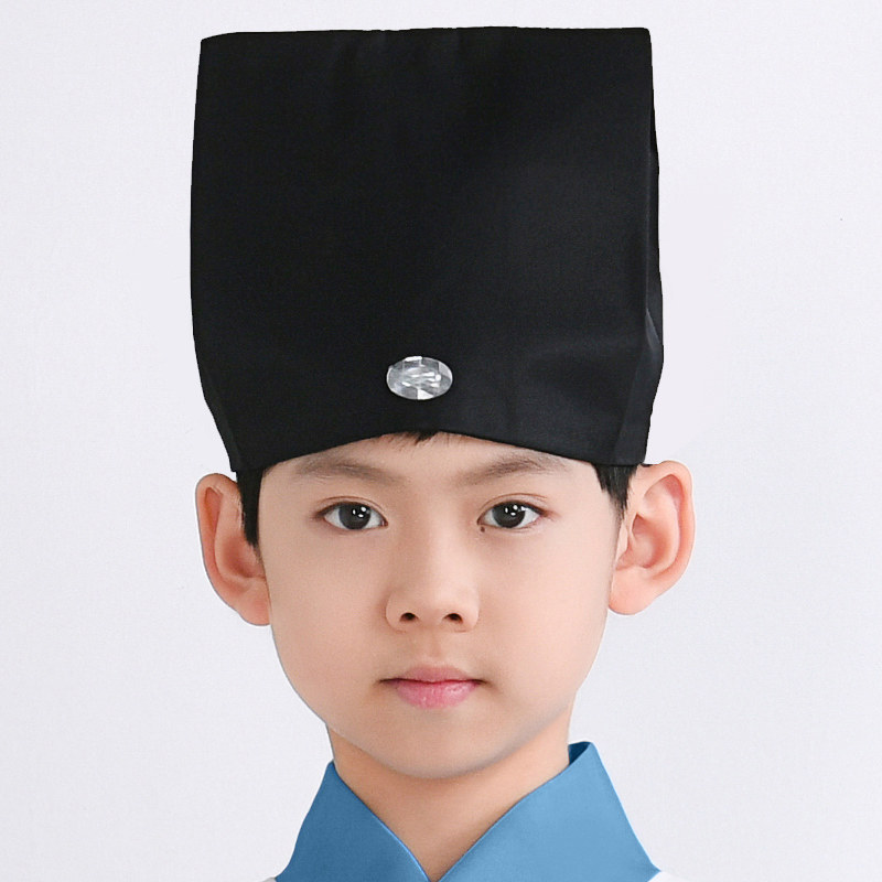 汉服男童古装帽子儿童古代书生帽古风书童服帽国学书童头饰简约