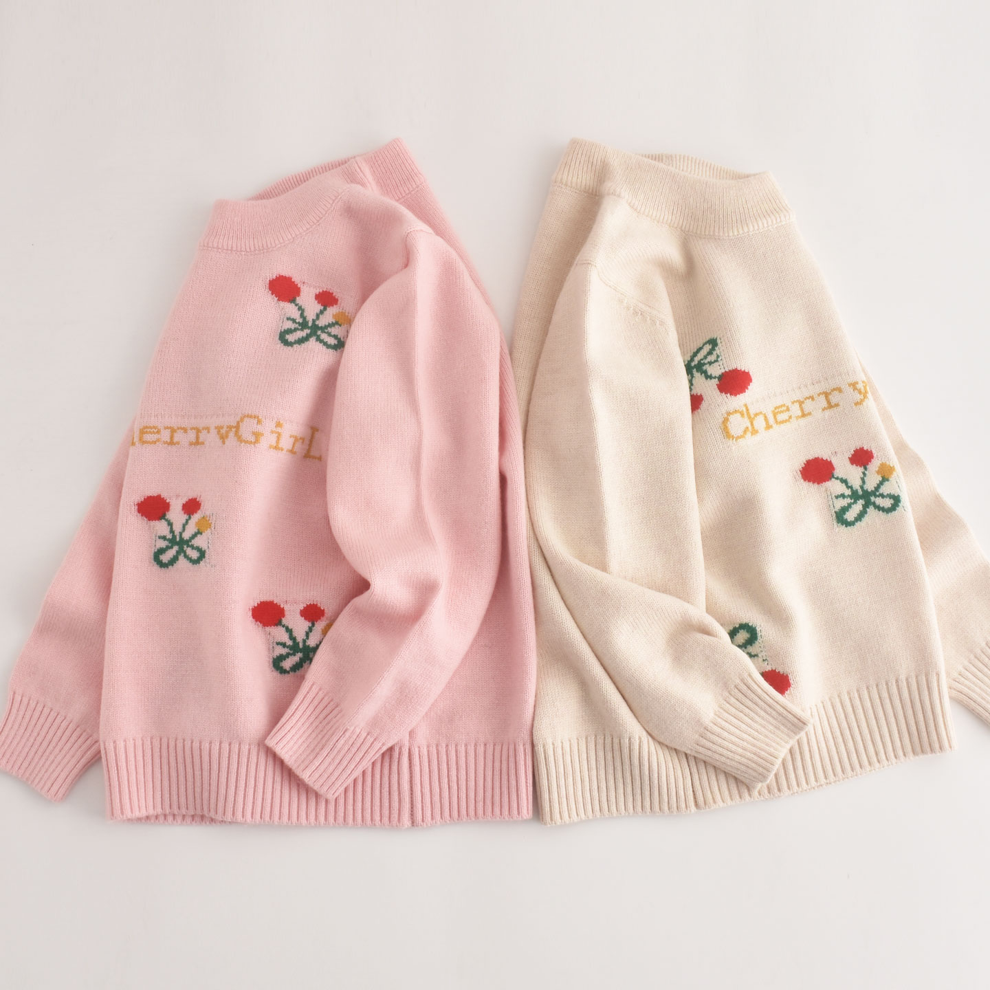 新款儿童羊绒衫长袖卡通套头圆领毛衣中小童可爱羊毛衫女童童装