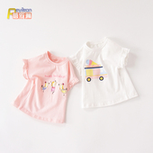 A类夏季 纯棉1岁婴儿幼儿童夏装 小女童宝宝T恤短袖 洋气上衣服薄款