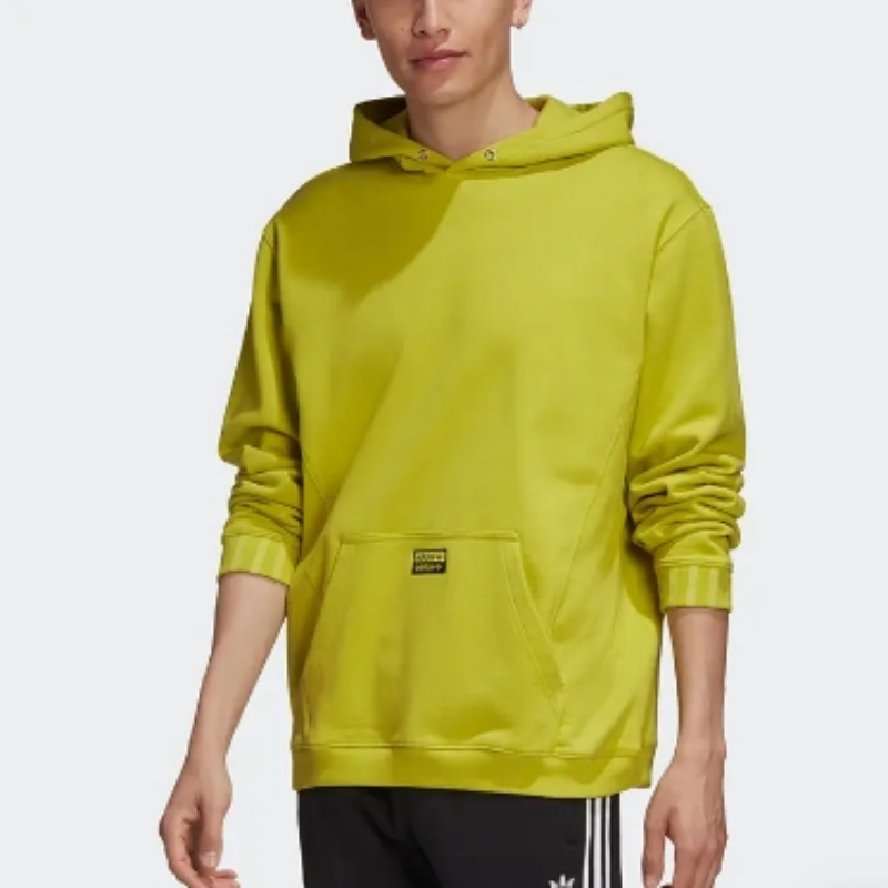 adidas originals三叶草 休闲运动套头连帽卫衣 男款 绿黄色