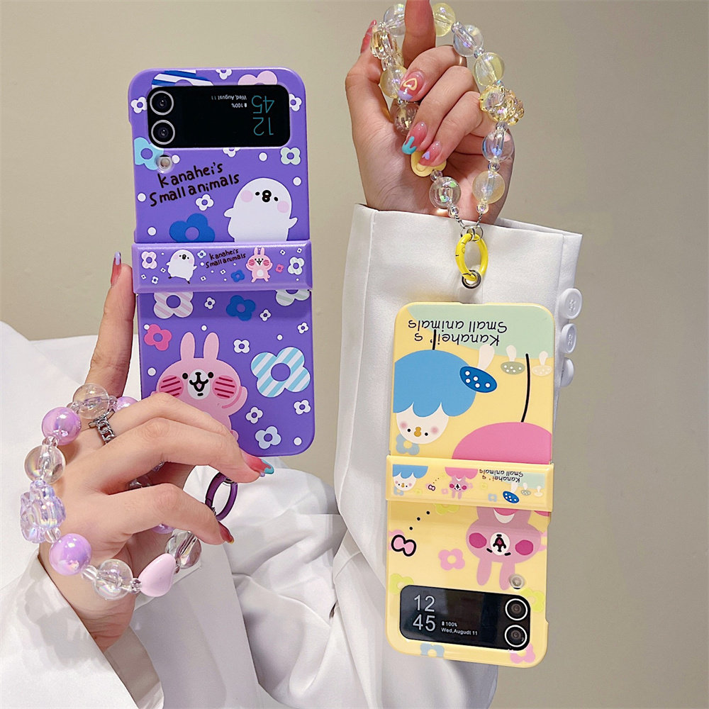 卡通可爱少女心适用三星Zflip6手机壳折叠屏Zflip5全包硬壳W24flip卡纳赫拉手链zflip3铰链防摔保护套女W24