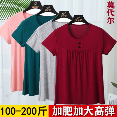 短袖莫代尔妈妈装加肥T恤