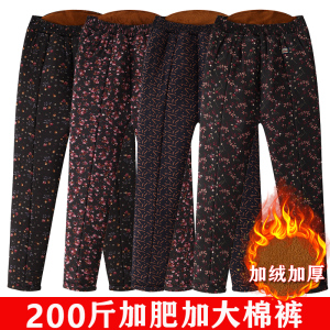 棉裤女冬中老年人加肥加大高腰加绒加厚驼绒棉内穿妈妈直筒保暖裤