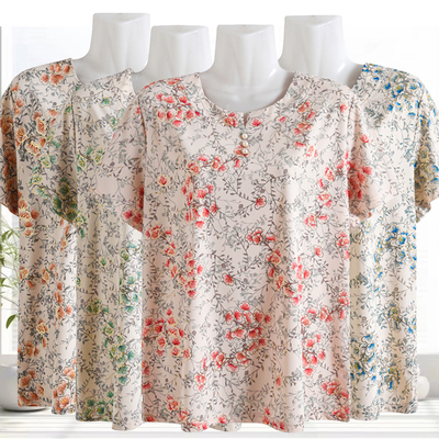 夏季中老年冰丝短袖t恤女胖妈妈