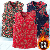 秋冬妈妈棉马甲女加棉加厚中老年贴身保暖棉坎肩老太太马夹内外穿
