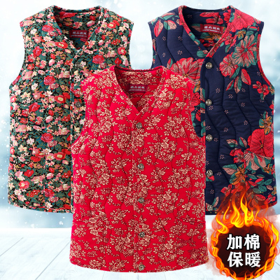 无袖纽扣马甲弹力妈妈装