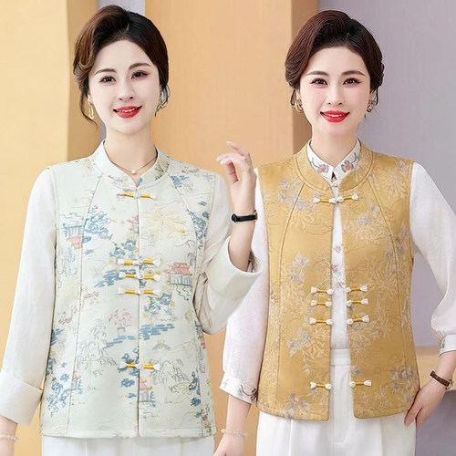 新中式国风盘扣春秋妈妈马甲