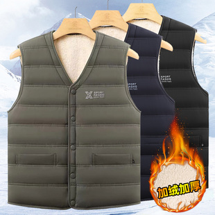 冬季中老年保暖男士羊羔绒马甲加厚大码羽绒棉马夹爸爸坎肩棉背心
