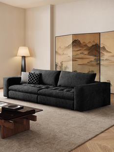 金家岭黑豆腐块大户型高档棉麻面料沙发组合直排客厅现代亚麻