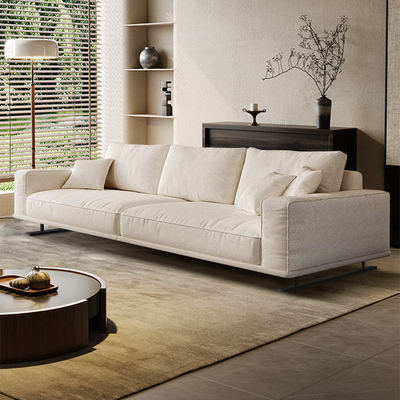 棉麻布艺沙发客厅现代简约11101直排高级粗麻布三人位意式极简