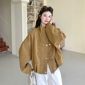 新款 现 货 棕色复古麂皮绒立领外套 2C189-2601-P165-K268图片