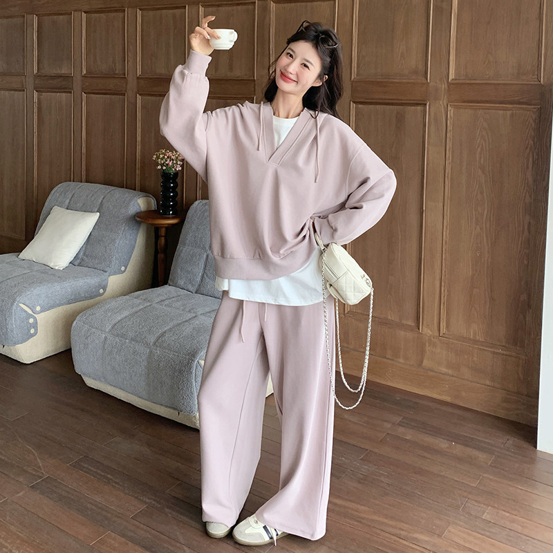 现货粉色慵懒卫衣三件套阔腿裤套装C189-T8132-P185-K268,女装套装/套裙,2C189