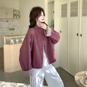 新款出货中 树莓韩系粉牛仔短外套 2C189-2609-155-K248图片