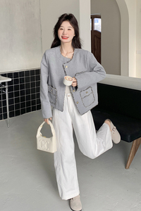 毛边小香风短外套女春秋2025新款短款小个子上衣开春穿搭独特漂亮图片