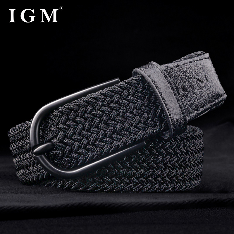 皮带女ins风无孔帆布松紧弹性