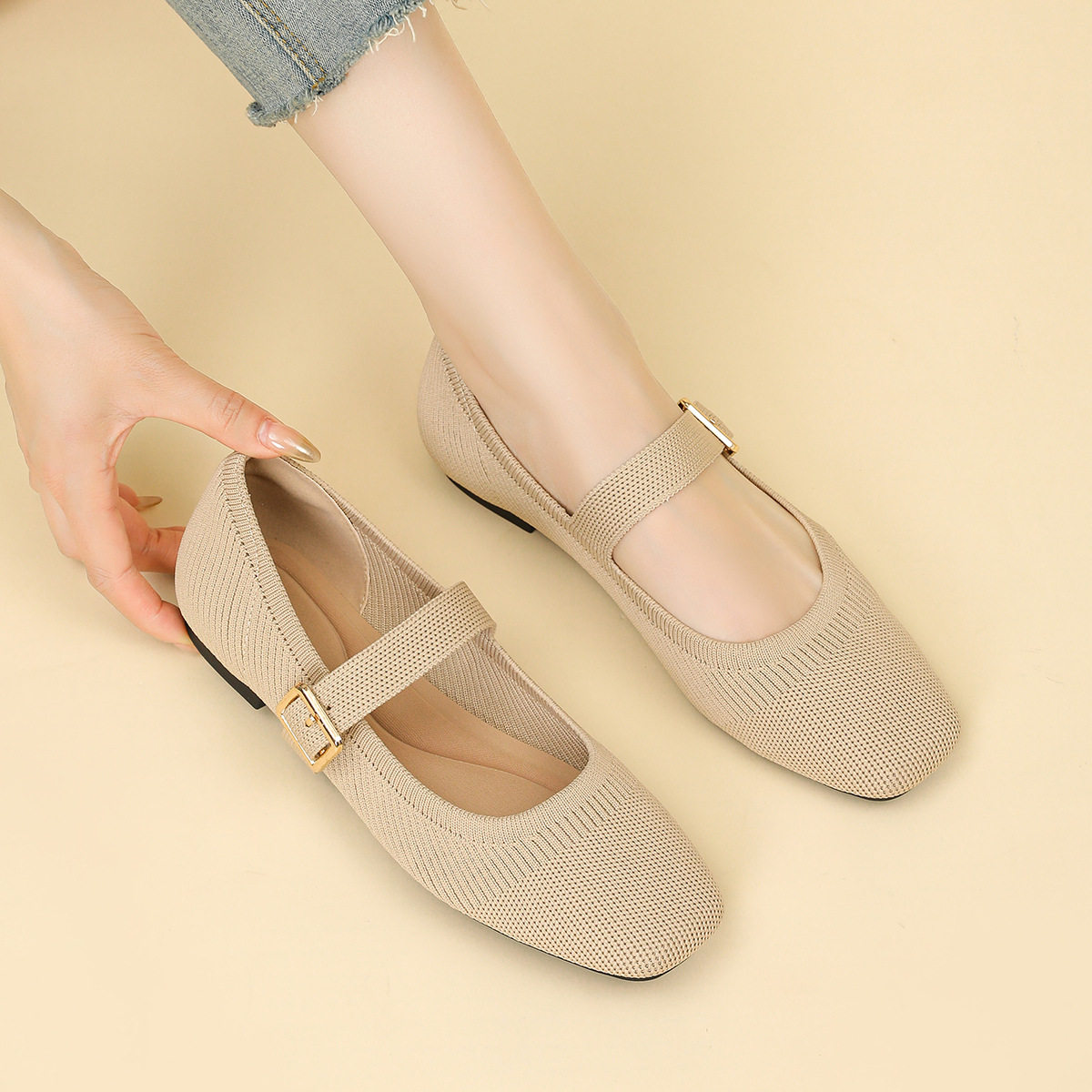 一字带王妃鞋2025春夏跨境蛋卷鞋飞织玛丽珍单鞋编织鞋平底单鞋女,女鞋,浅口单鞋,淘宝优惠券,粉丝福利购,淘宝优惠卷