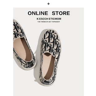 小香风渔夫鞋女厚底单鞋一脚蹬休闲针织王妃鞋圆头深口飞织乐福鞋