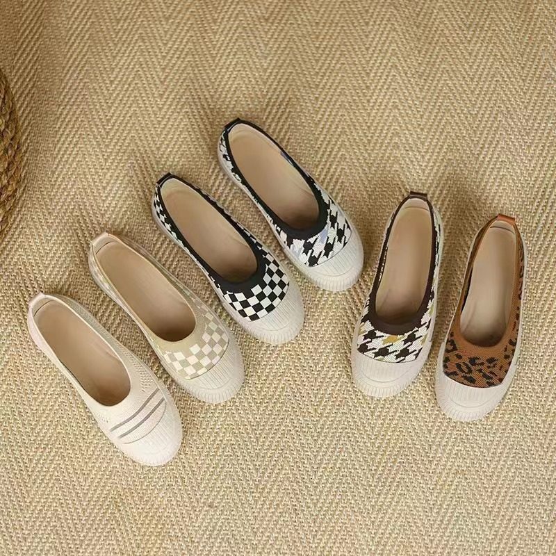 王妃鞋渔夫鞋2023日系浅口单鞋女针织编织鞋飞织平底厚底乐福鞋女,女鞋,乐福鞋（豆豆鞋）,淘宝优惠券,粉丝福利购,淘宝优惠卷