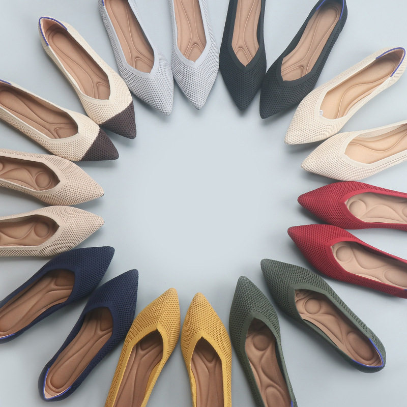 王妃鞋镂空尖头蛋卷平底外贸单鞋飞织编织女鞋浅口豆豆鞋休闲百搭,女鞋,浅口单鞋,淘宝优惠券,粉丝福利购,淘宝优惠卷