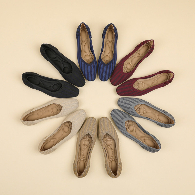 王妃鞋春季方头浅口针织平底鞋软底飞织蛋卷鞋大码工作单鞋女,女鞋,时尚休闲鞋,淘宝优惠券,粉丝福利购,淘宝优惠卷