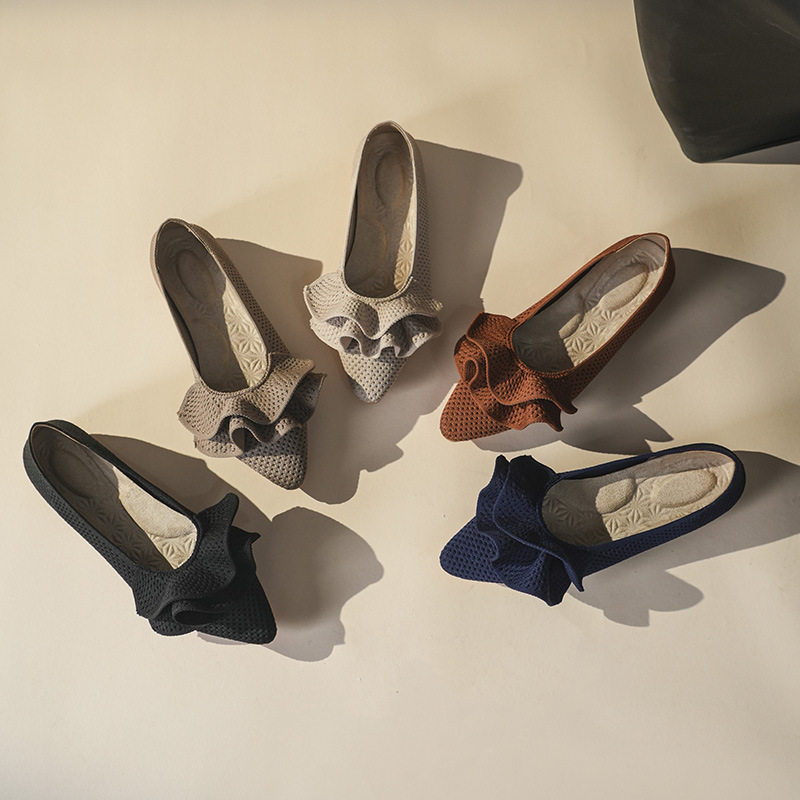 276新款韩版蛋卷荷叶边编织布面豆豆鞋-薄/透气/减震/浅口/纯色,女鞋,浅口单鞋,淘宝优惠券,粉丝福利购,淘宝优惠卷