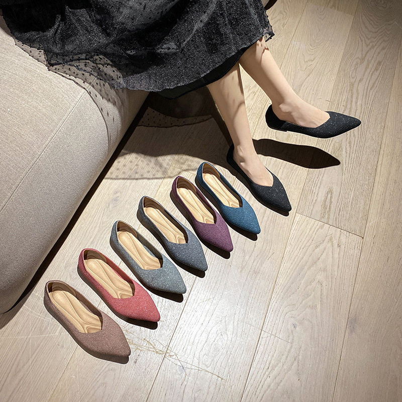 王妃鞋2022新款春季浅口飞织编织鞋尖头女单鞋平底针织豆豆蛋卷鞋,女鞋,时尚休闲鞋,淘宝优惠券,粉丝福利购,淘宝优惠卷