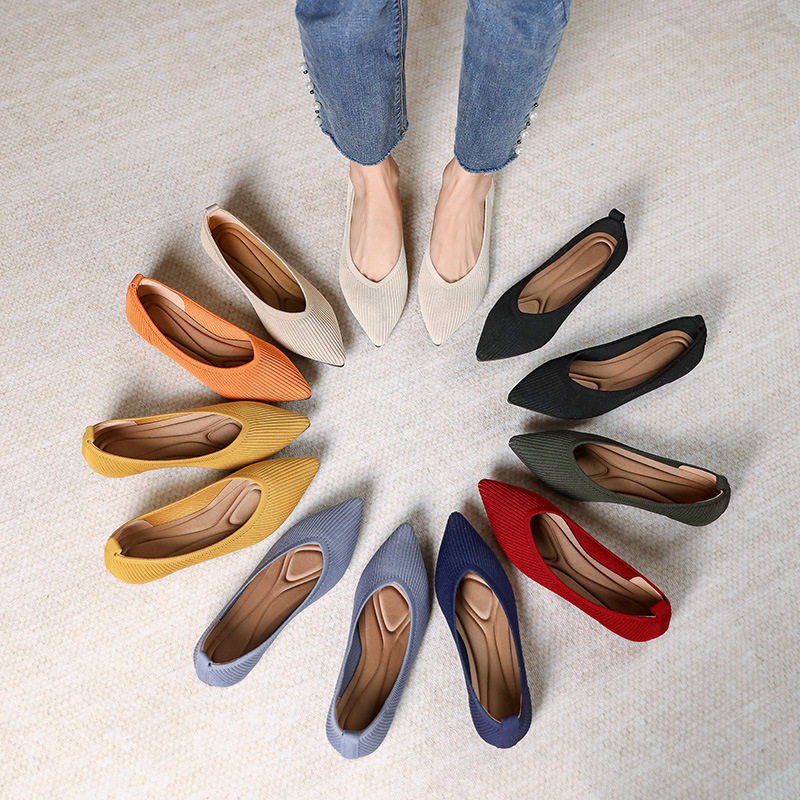 王妃鞋内增高2024春季尖头浅口针织编织鞋跨境外贸大码平底单鞋女,女鞋,浅口单鞋,淘宝优惠券,粉丝福利购,淘宝优惠卷